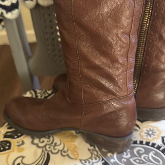 Franco Sarto Brown Leather Boots Zip Up Closed Toe Size 6M Women’s Knee High - Picture 5 of 15